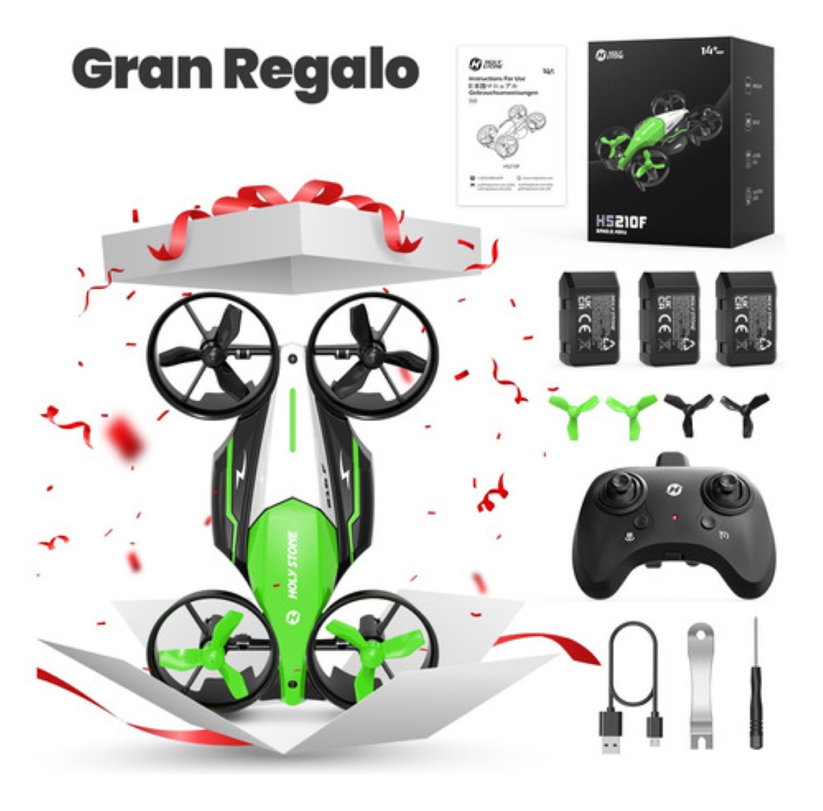 Mini Drones Para Niños Con 3 Baterías Verde