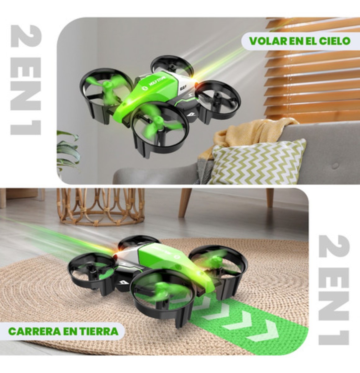 Mini Drones Para Niños Con 3 Baterías Verde