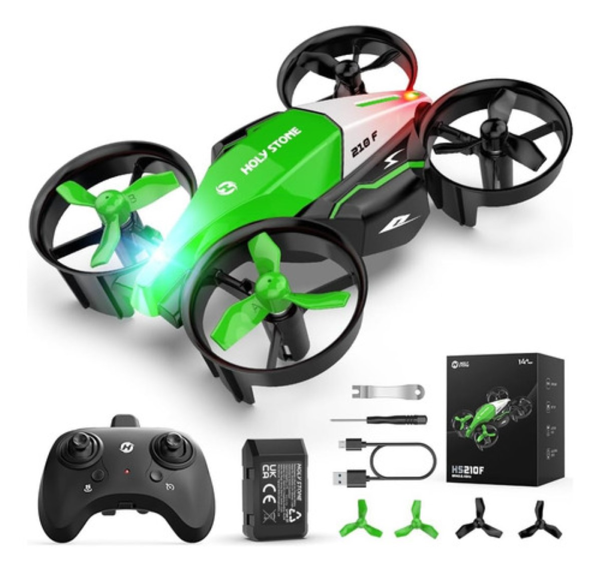Mini Drones Para Niños Con 3 Baterías Verde