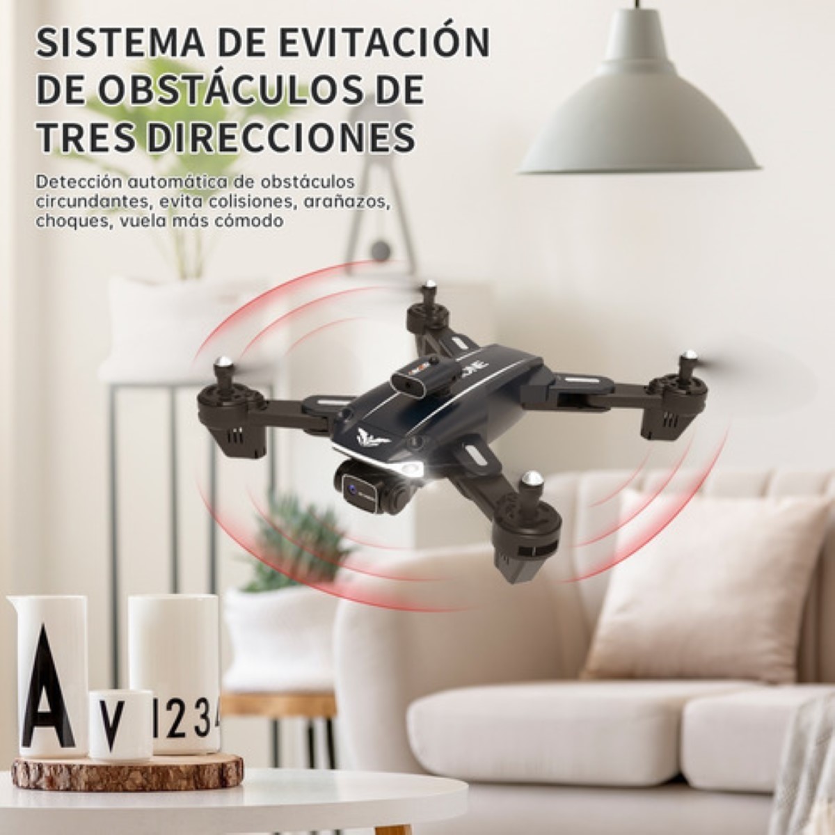 Drone Con Cámara 4k Cámara Doble Evitación De Obstáculos Negro Lineas Blancas