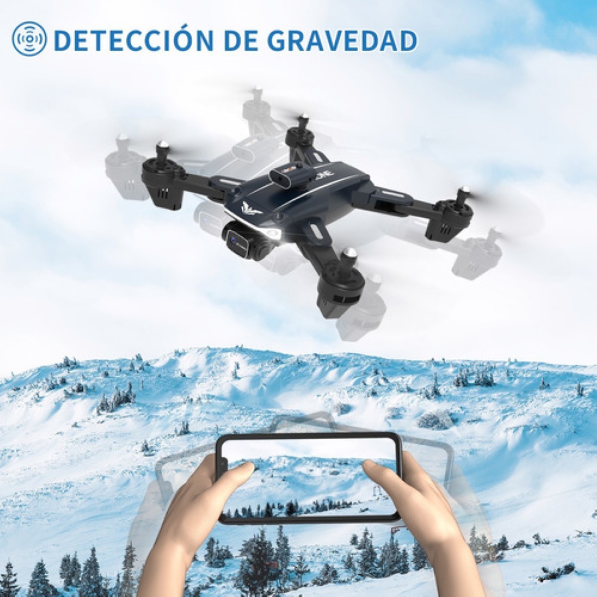 Drone Con Cámara 4k Cámara Doble Evitación De Obstáculos Negro Lineas Blancas