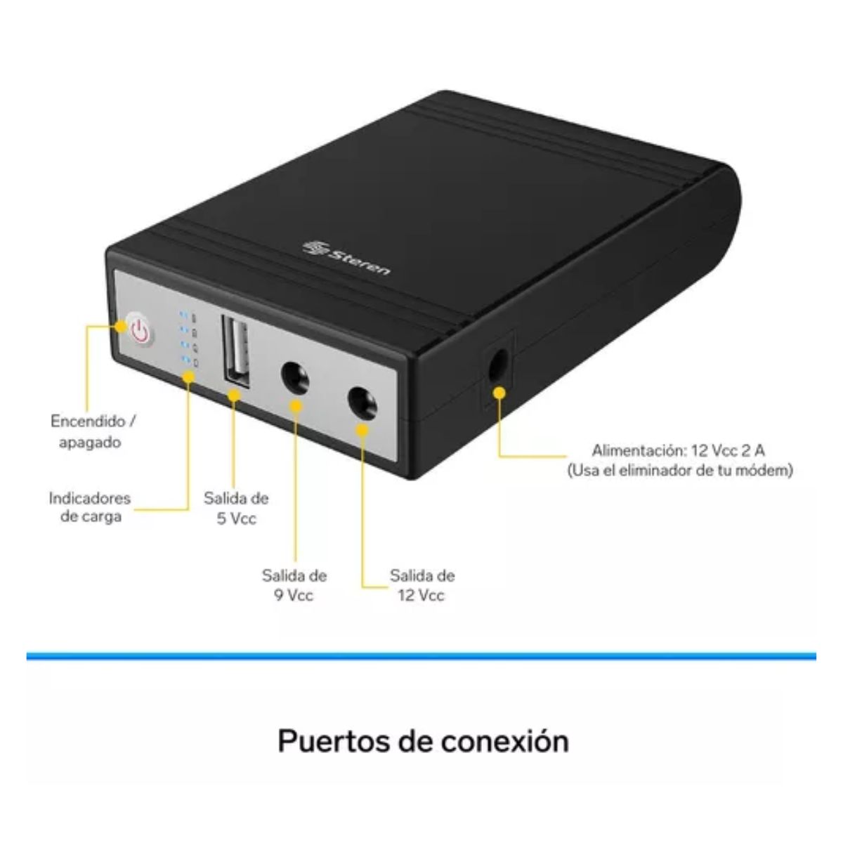 Mini No Break (ups) Para Módem 390 Min De Respaldo 8 800 Mah Negro