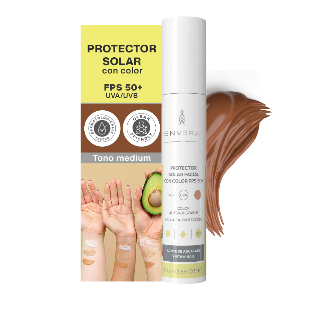 Protector Solar Facial Uv Defender 50ml con Color Envera Medium