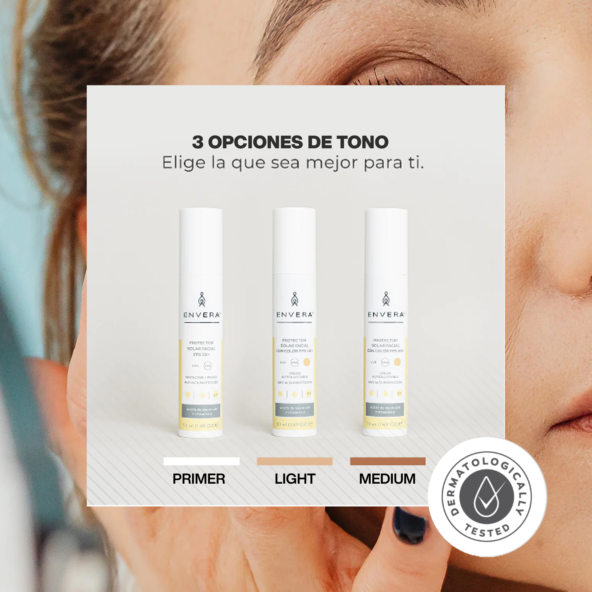 Protector Solar Facial Uv Defender 50ml con Color Envera Light