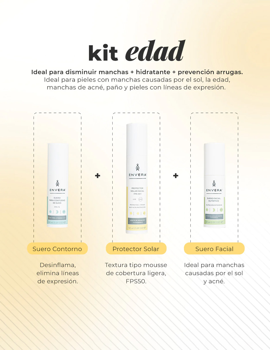 Kit Edad Protector Solar FPS50+ Suero Nutritivo + Suero Contorno de Ojos 