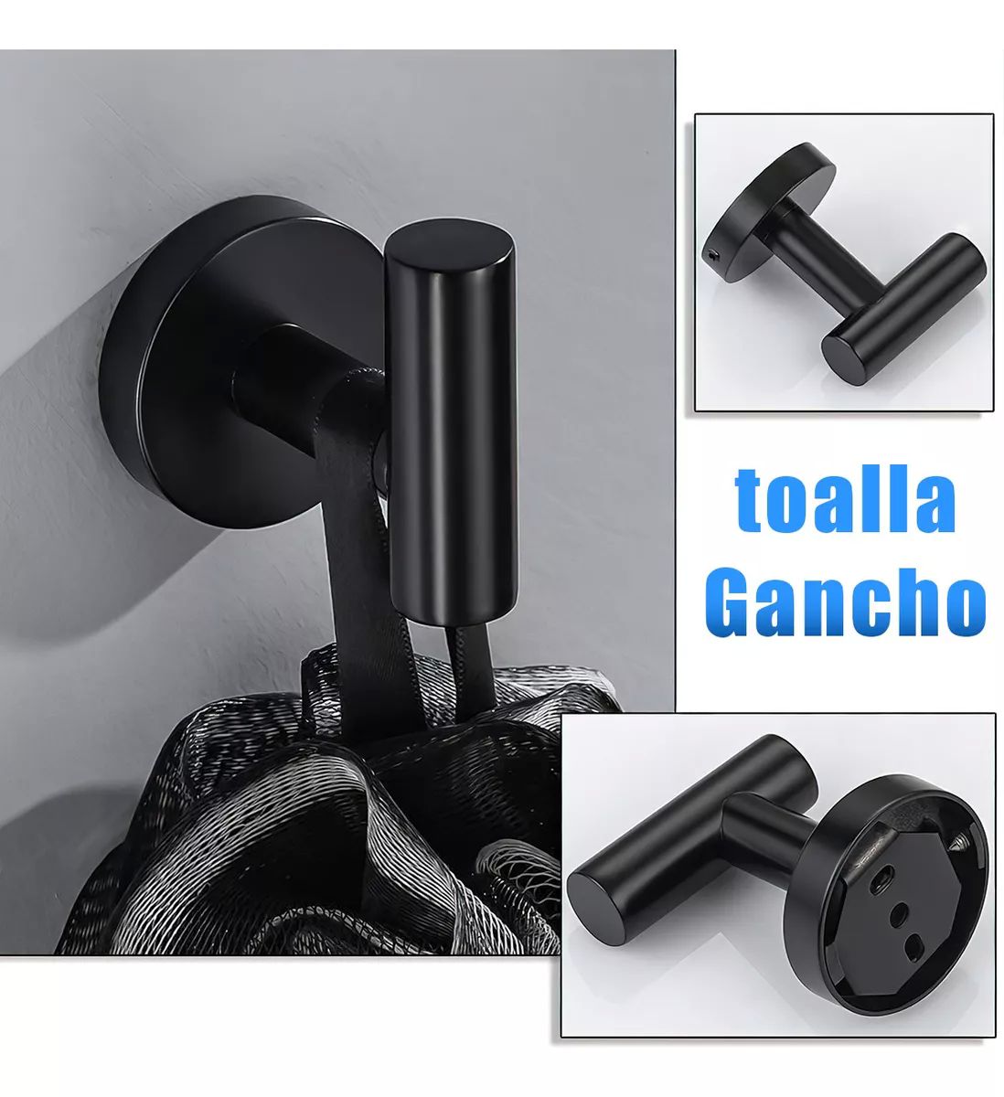 Juego Sets De Accesorios Para Baño Inoxidable Negro 20pcs