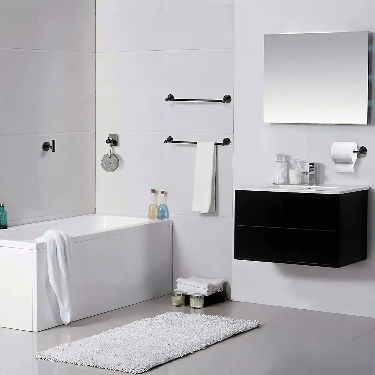 Juego Sets De Accesorios Para Baño Inoxidable Negro 20pcs