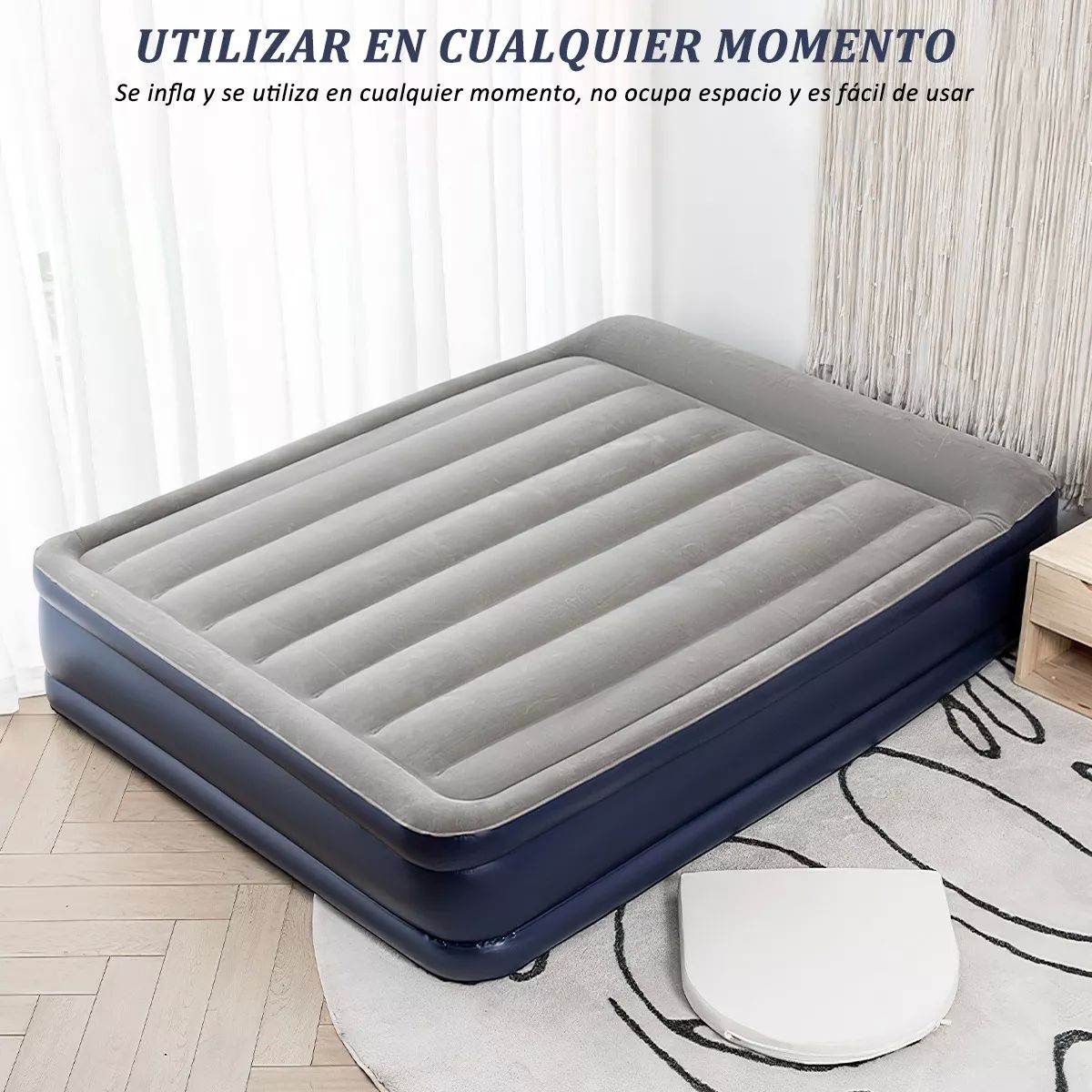 Colchon Inflable Queen Size Con Bomba Eléctrica Incluida