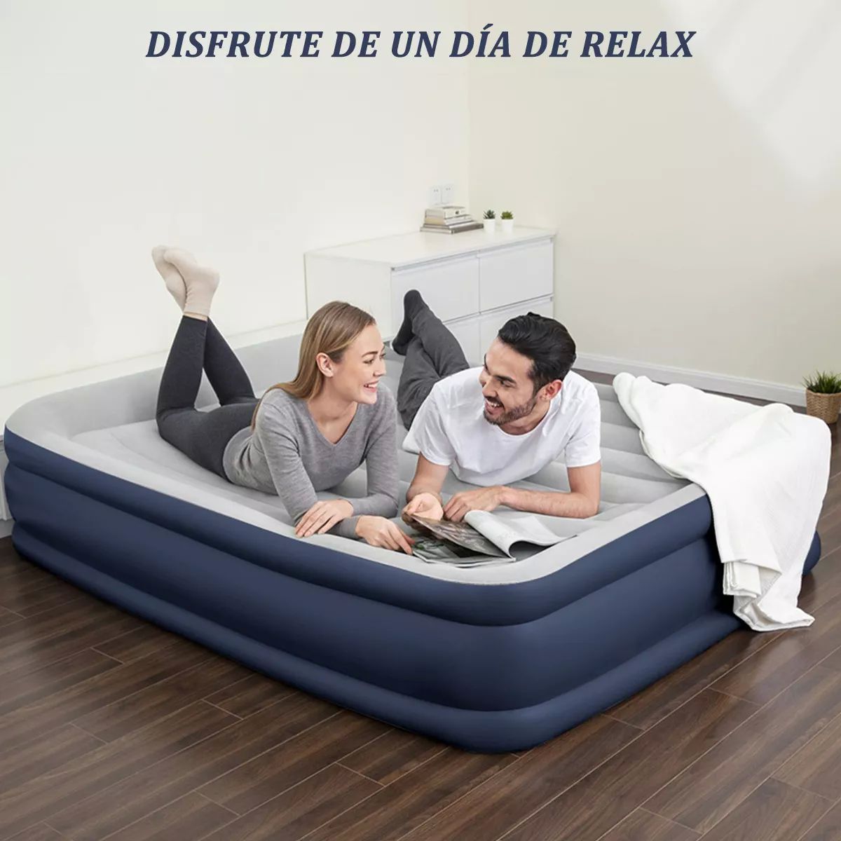 Colchon Inflable Queen Size Con Bomba Eléctrica Incluida