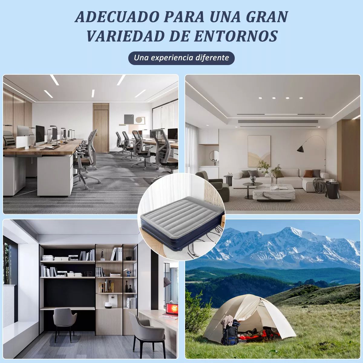 Colchon Inflable Queen Size Con Bomba Eléctrica Incluida