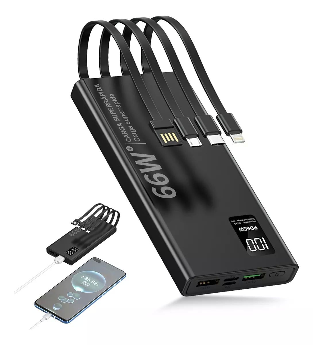 Power Bank Batería Portátil 30000mah Súper Carga Rápida 66w