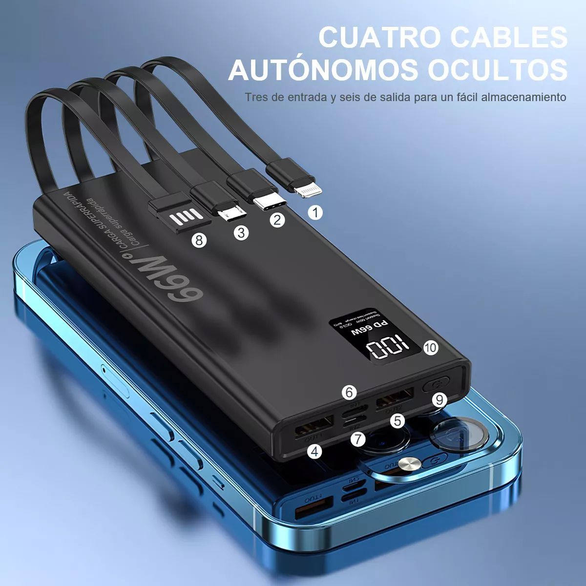 Power Bank Batería Portátil 30000mah Súper Carga Rápida 66w