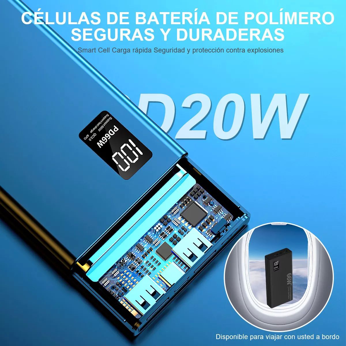 Power Bank Batería Portátil 30000mah Súper Carga Rápida 66w