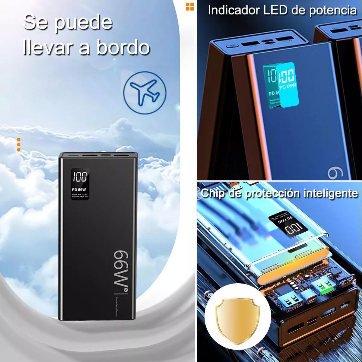 Power Bank Batería Portátil 30000mah Súper Carga Rápida 66w