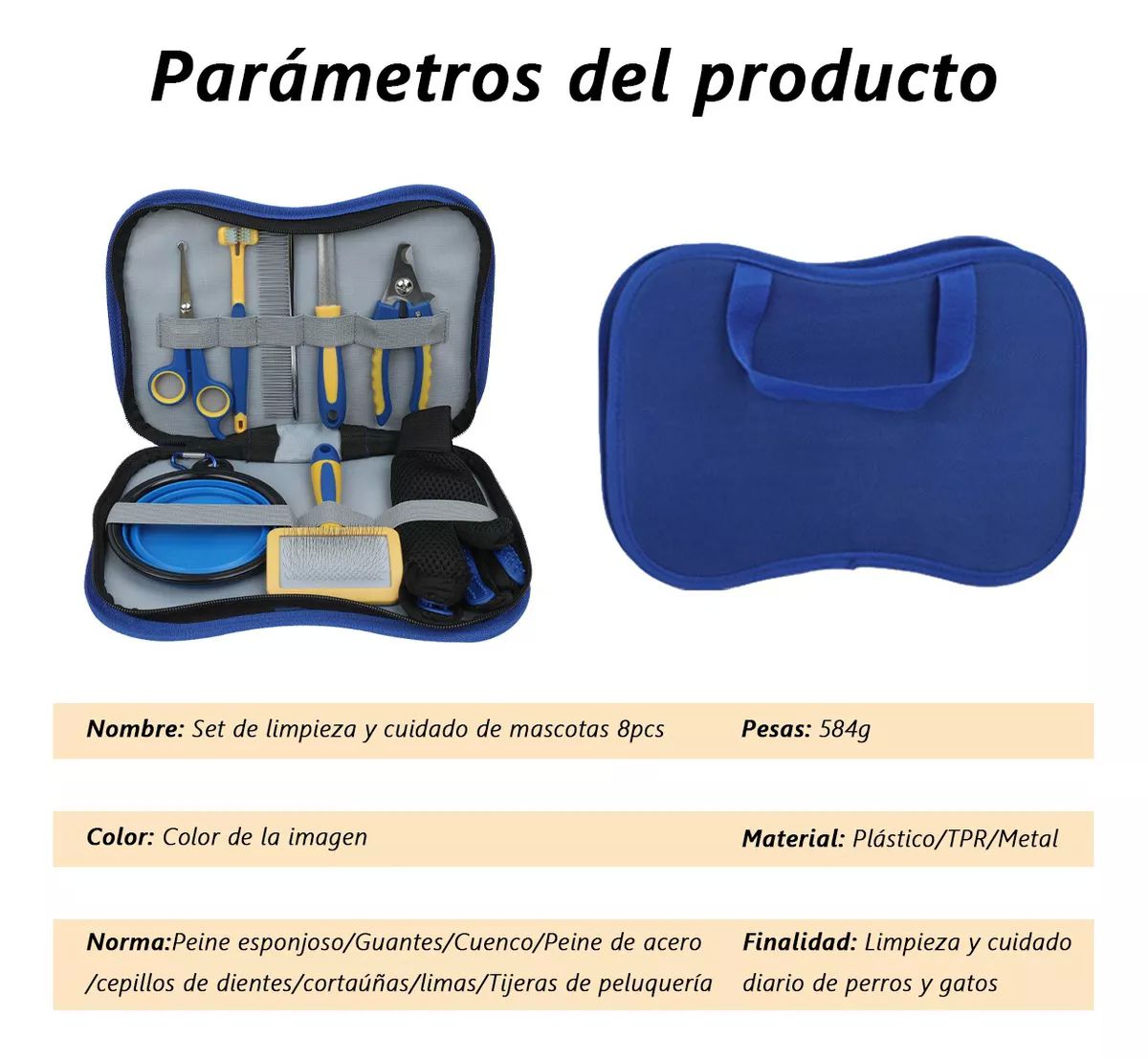 Set 8 Guante Cepillo Removedor Pelo Peine Para Mascotas