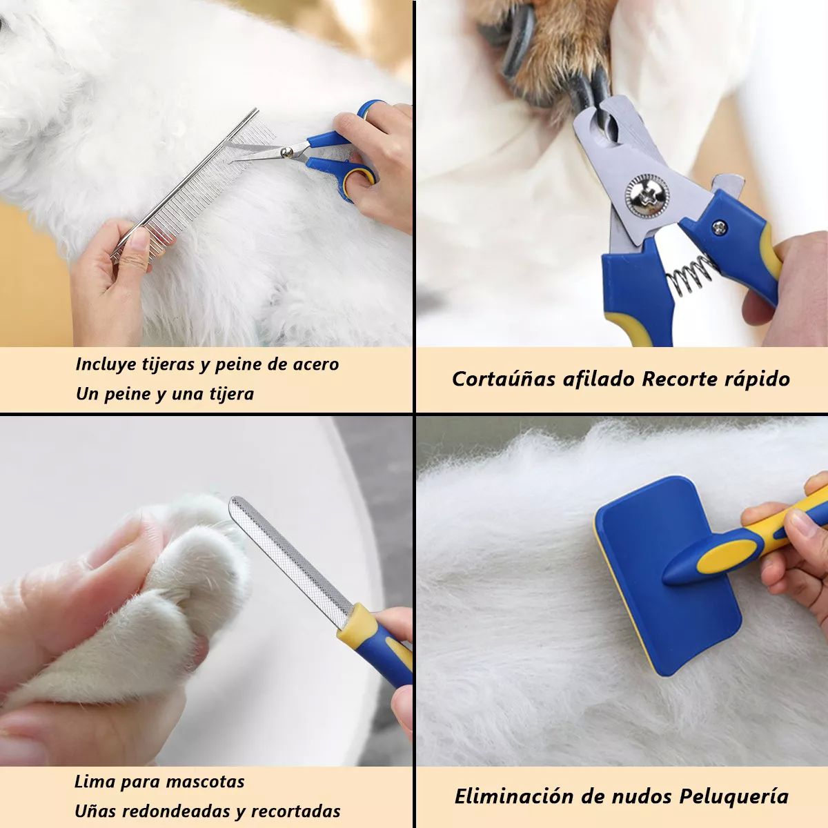 Set 8 Guante Cepillo Removedor Pelo Peine Para Mascotas