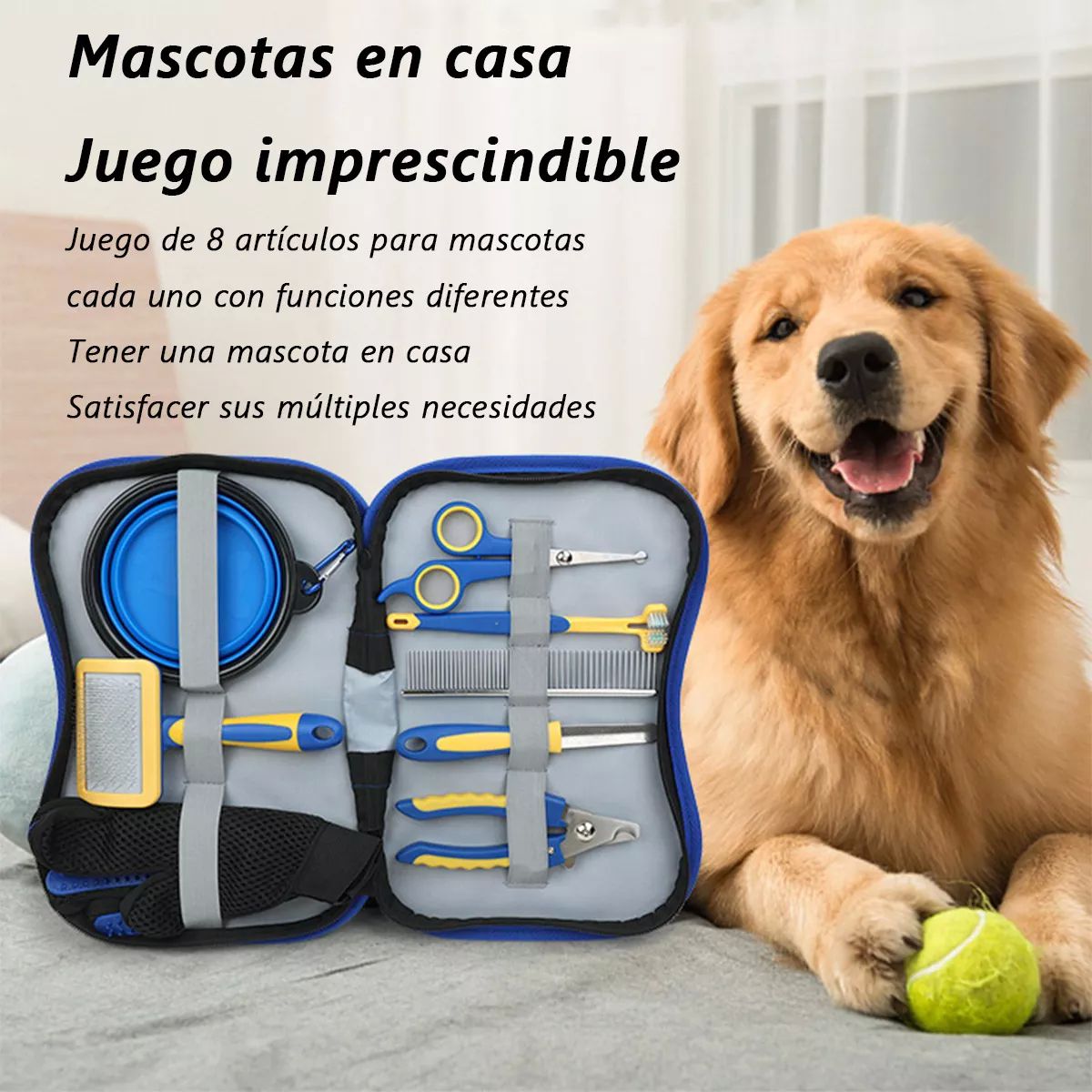 Set 8 Guante Cepillo Removedor Pelo Peine Para Mascotas