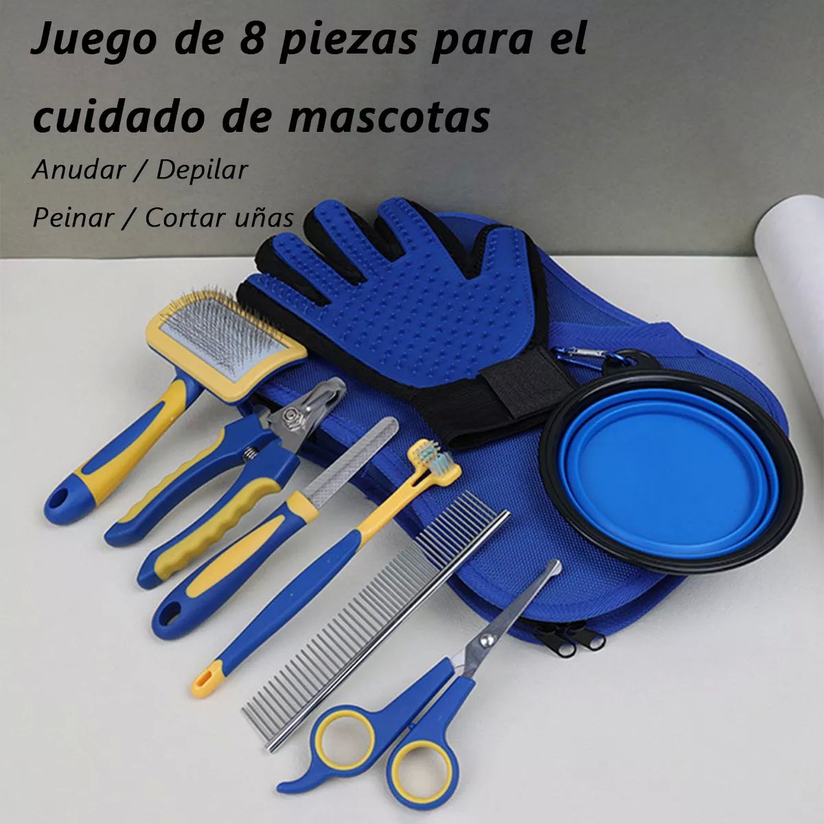 Set 8 Guante Cepillo Removedor Pelo Peine Para Mascotas