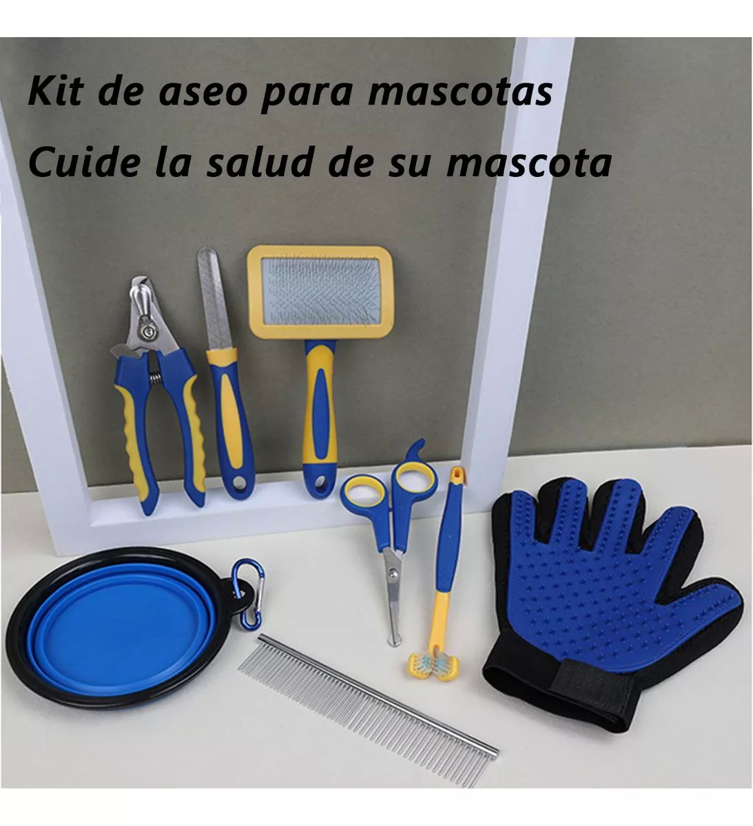 Set 8 Guante Cepillo Removedor Pelo Peine Para Mascotas