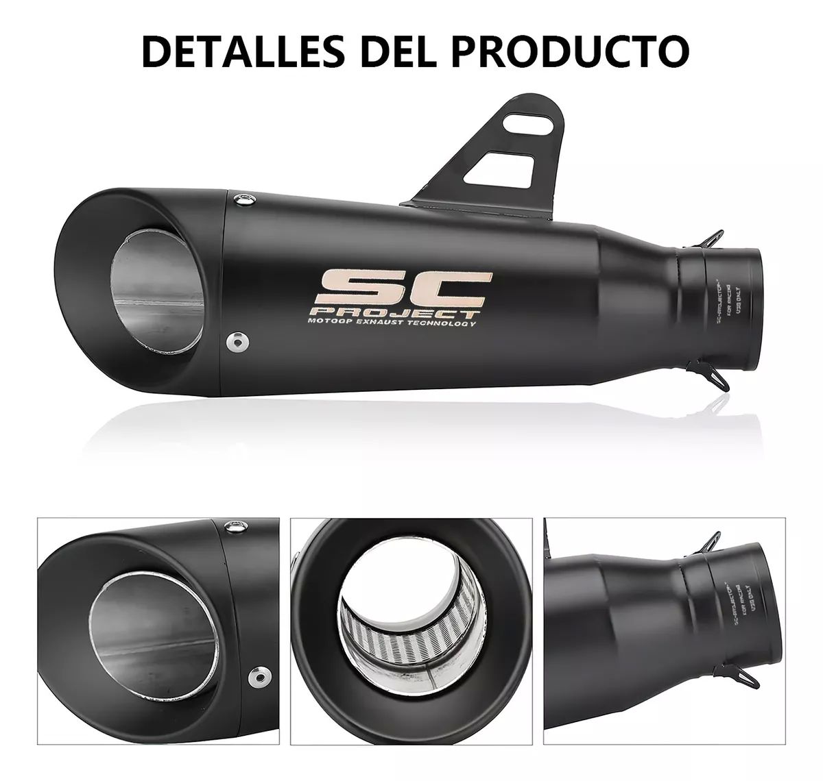 Escape De Moto Deportivo Universal 51mm Negro Y Lenciador