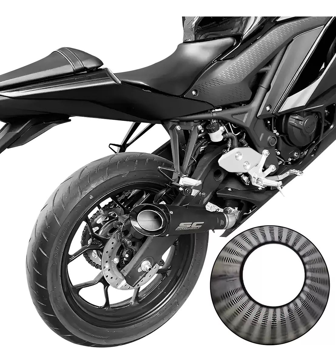 Escape De Moto Deportivo Universal 51mm Negro Y Lenciador