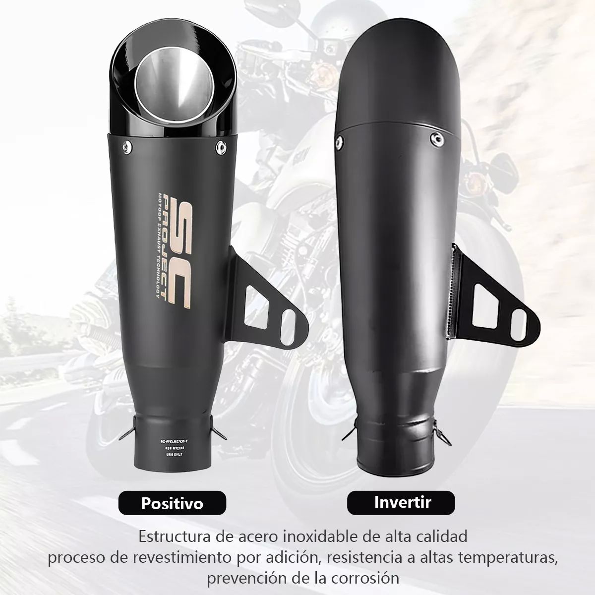 Escape De Moto Deportivo 51 Mm De Acero Inoxidable Universal Negro