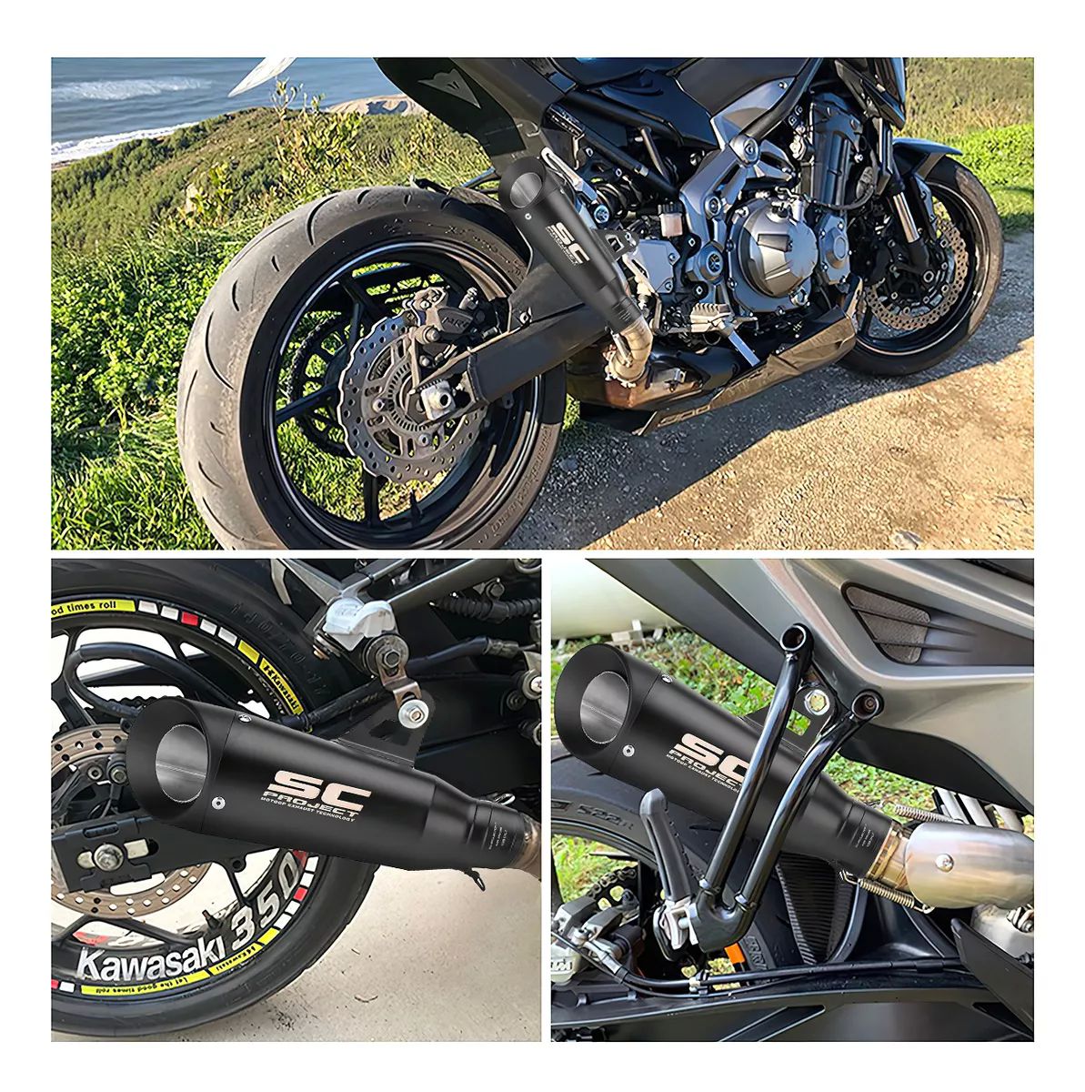 Escape De Moto Deportivo Universal 51mm Negro Y Lenciador