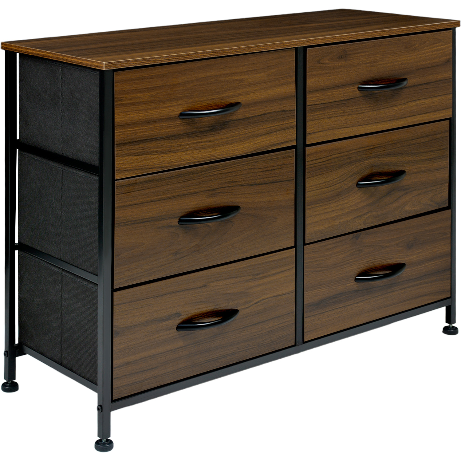 Comoda Cajonera Mueble 6 Cajones Metal Organizador Madera Cafe Oscuro