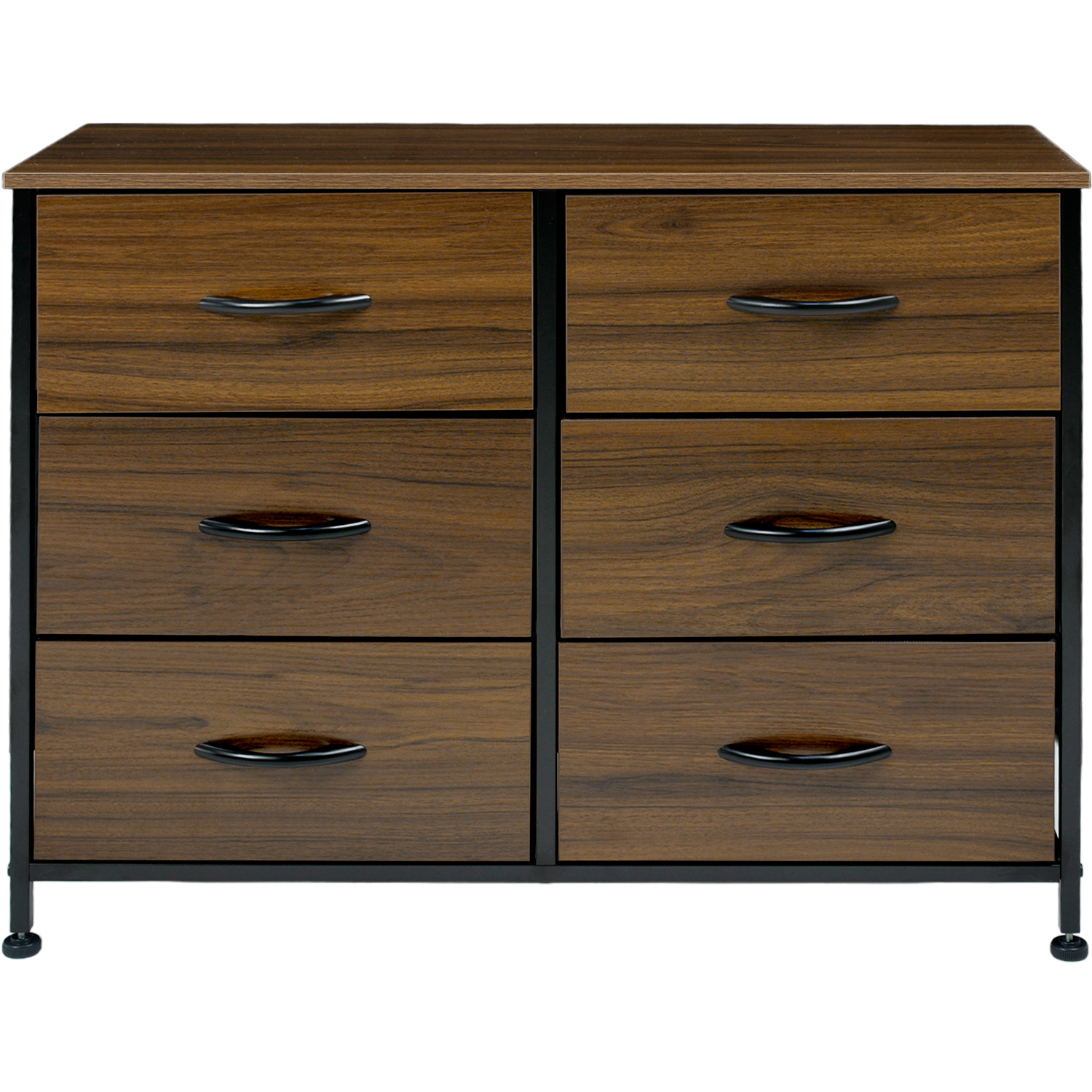 Comoda Cajonera Mueble 6 Cajones Metal Organizador Madera Cafe Oscuro