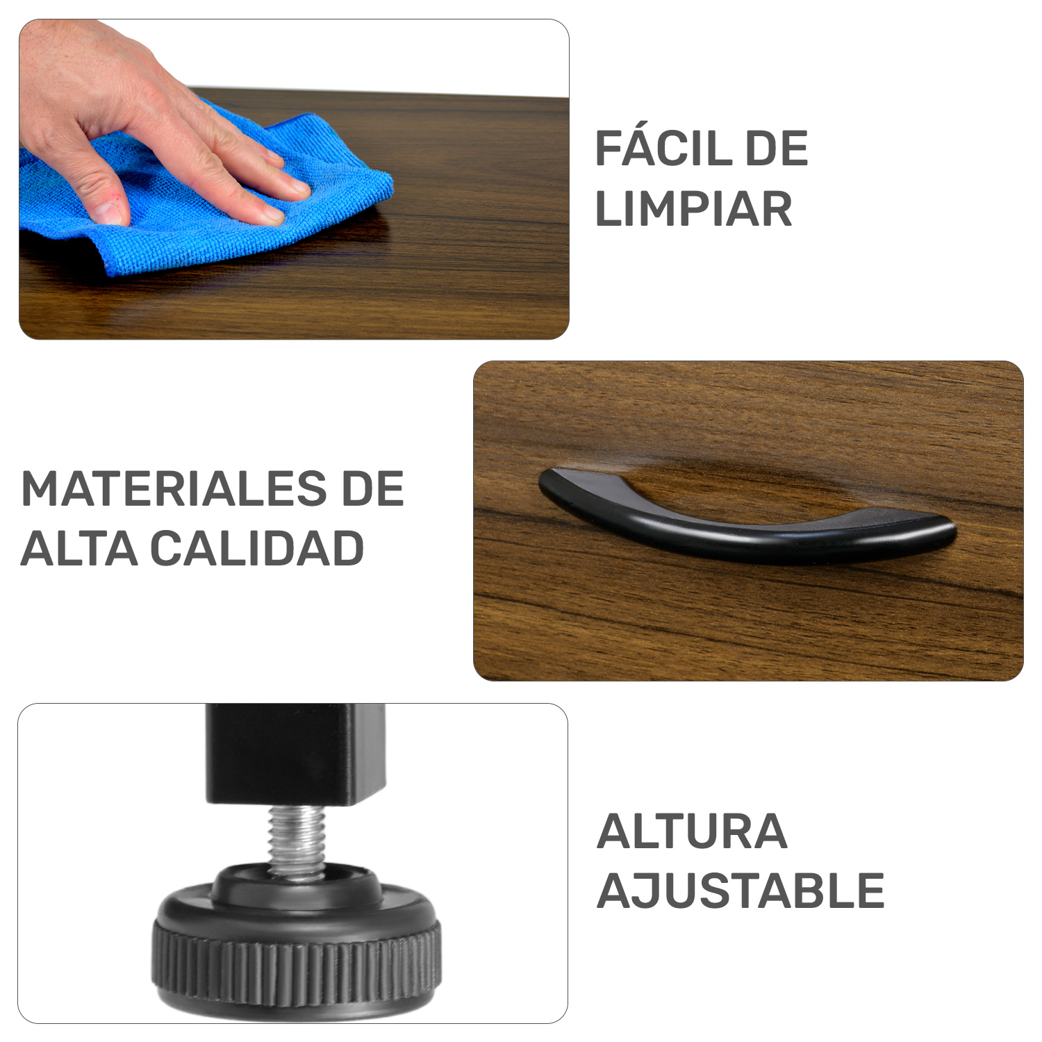 Comoda Cajonera Mueble 6 Cajones Metal Organizador Madera Cafe Oscuro