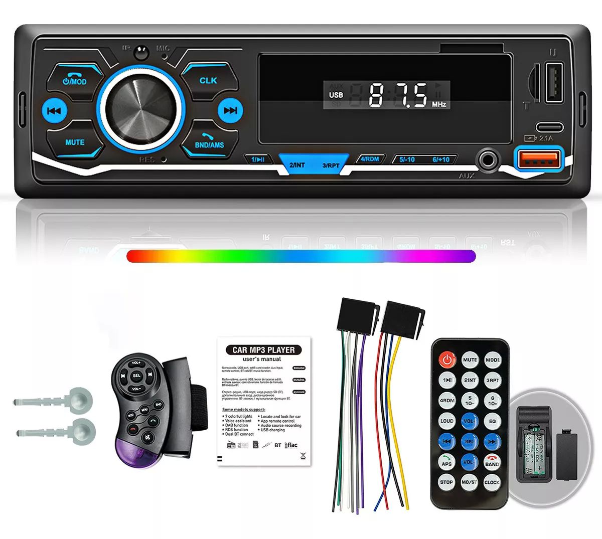 Auto Estereo Reproductor Mp3 Radio Con Bt Aux Usb Tipo-c