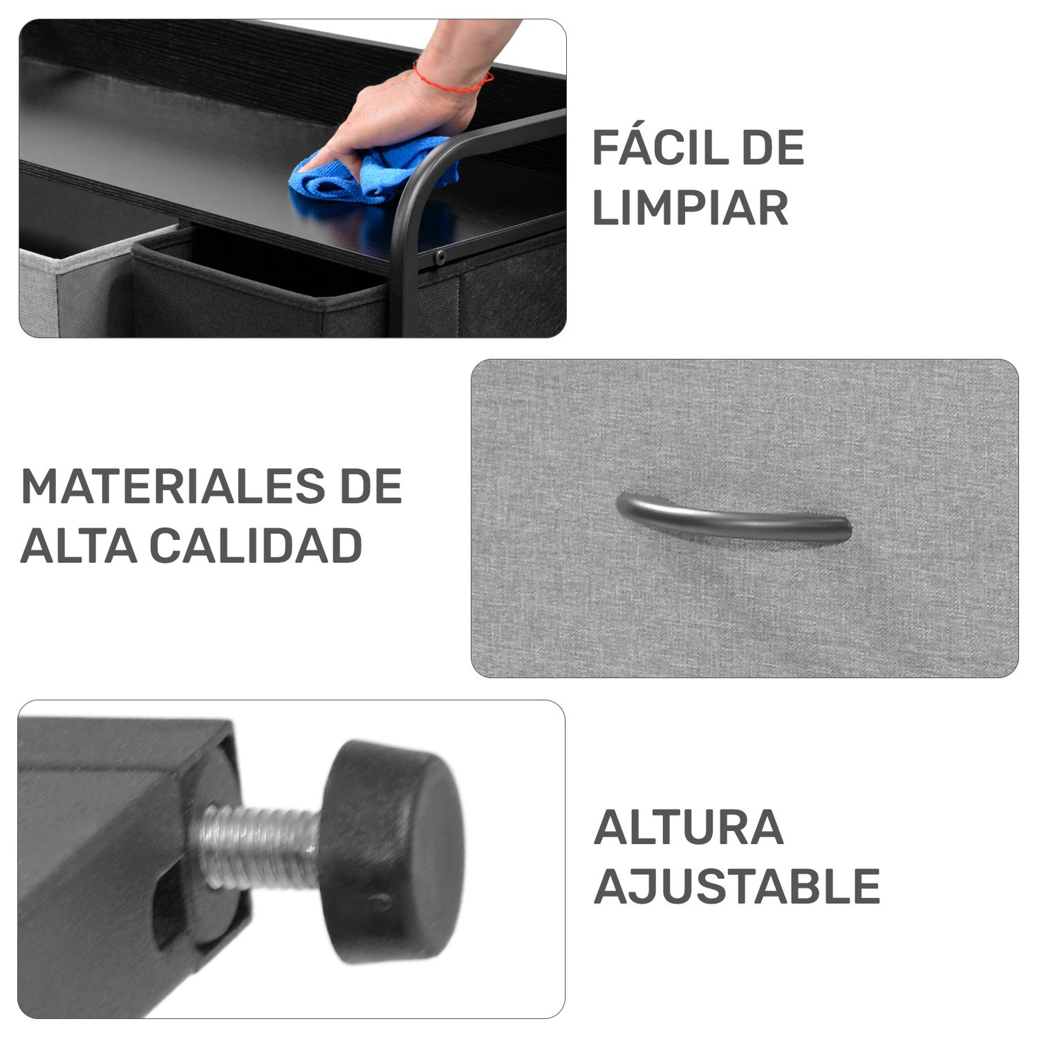 Mueble Buro Organizador Comoda Cafe Metal 7 Cajoneras Tela