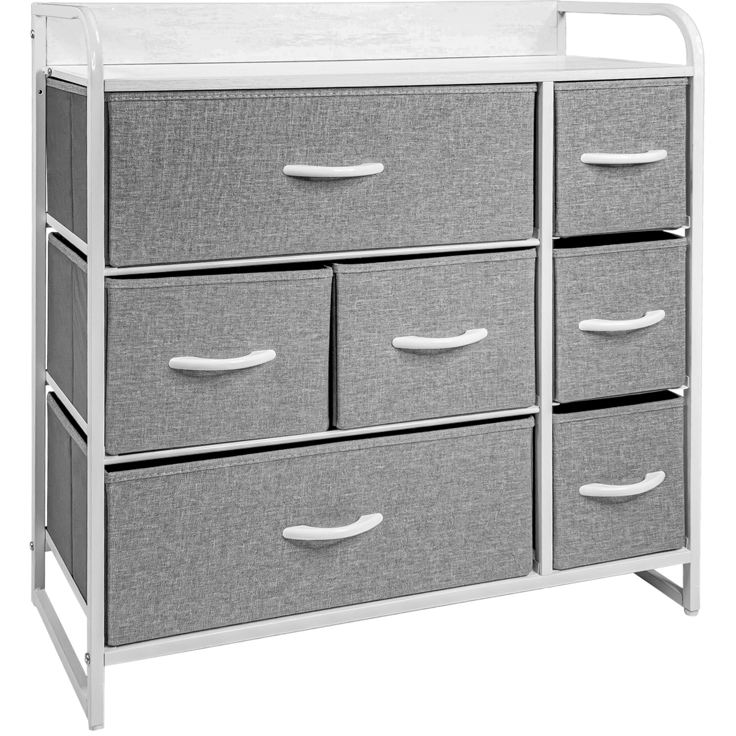 Mueble Buro Organizador Comoda Gris Metal 7 Cajoneras Tela