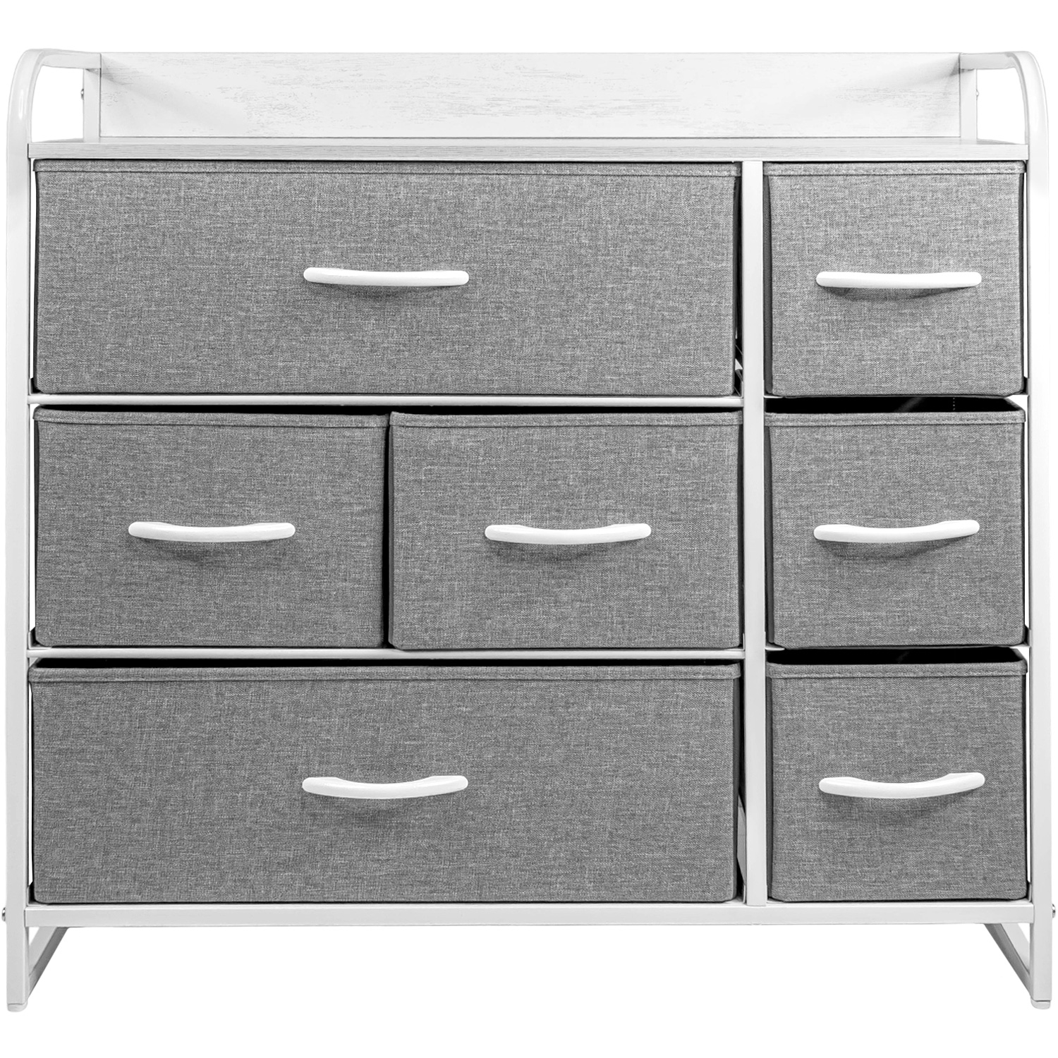 Mueble Buro Organizador Comoda Gris Metal 7 Cajoneras Tela