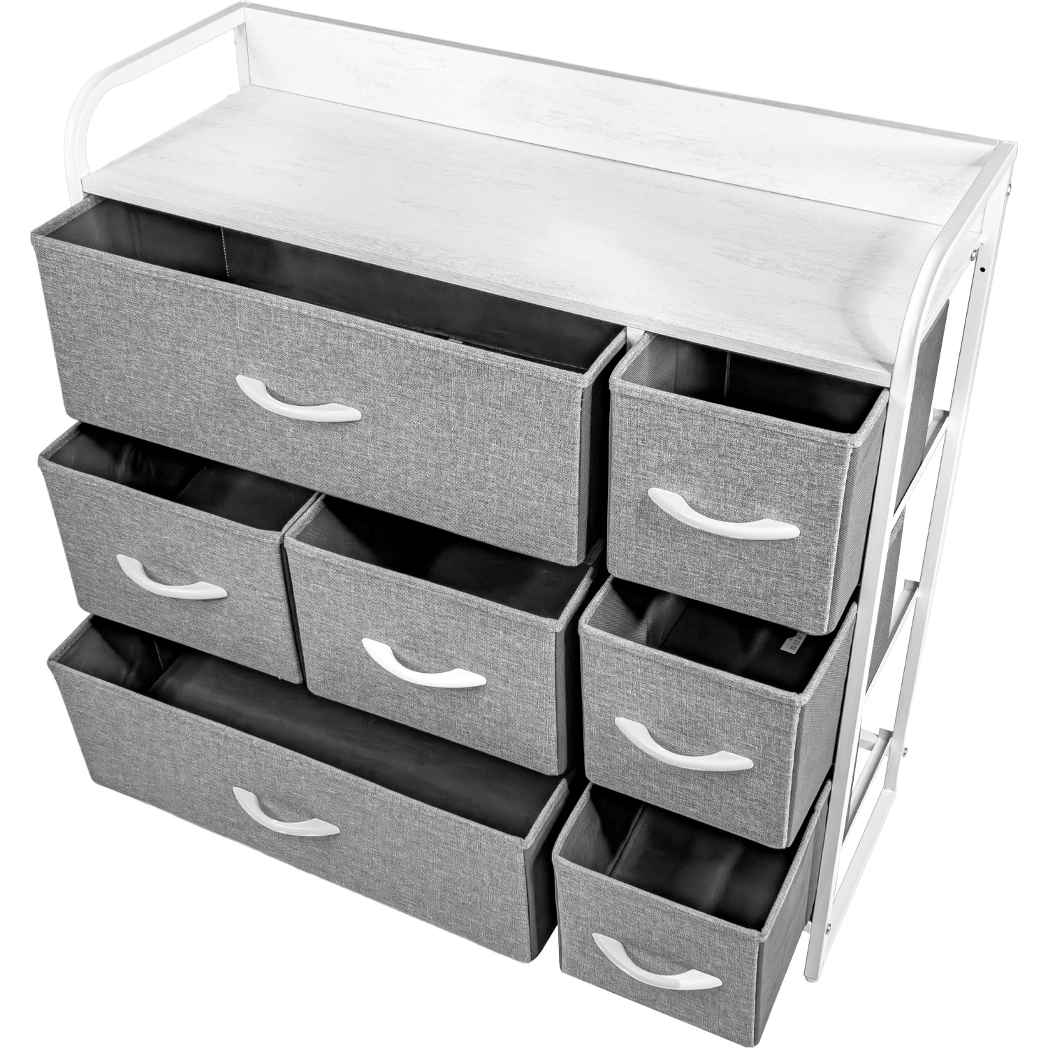 Mueble Buro Organizador Comoda Gris Metal 7 Cajoneras Tela