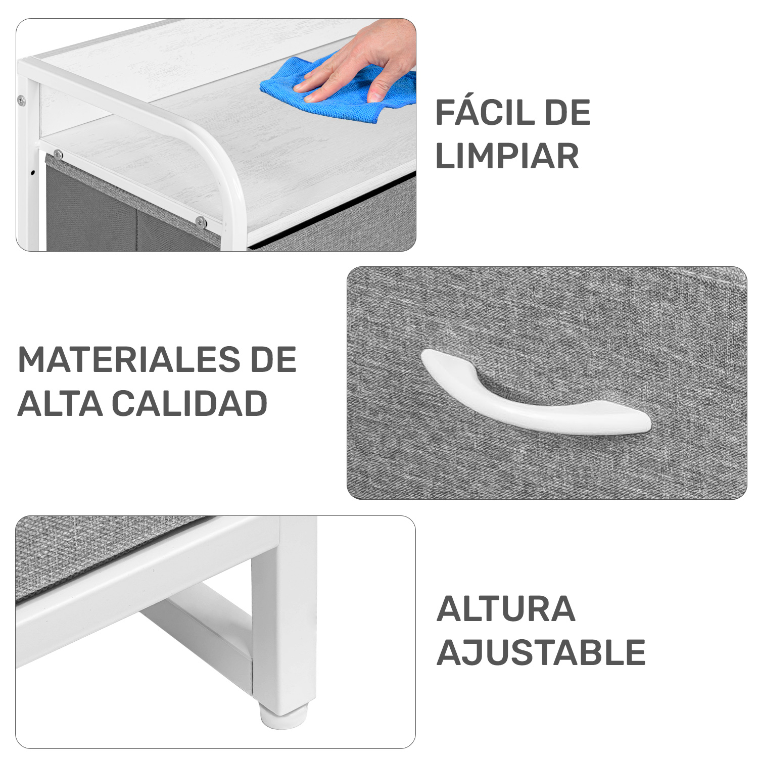 Mueble Buro Organizador Comoda Gris Metal 7 Cajoneras Tela