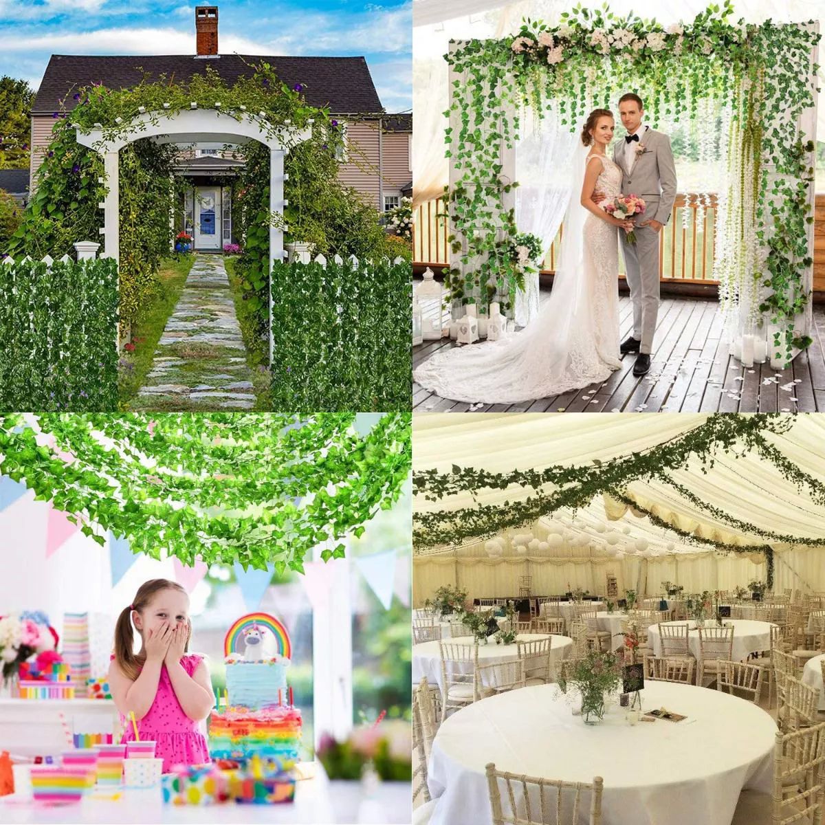 12 Enredaderas Artificiales Plantas Colgantes, Talla Grande.