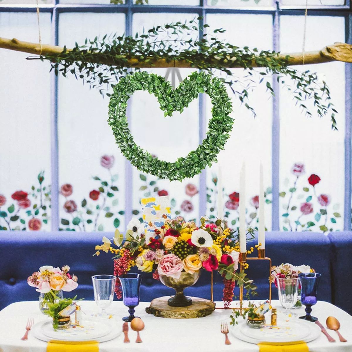 12 Enredaderas Artificiales Plantas Colgantes, Talla Grande.