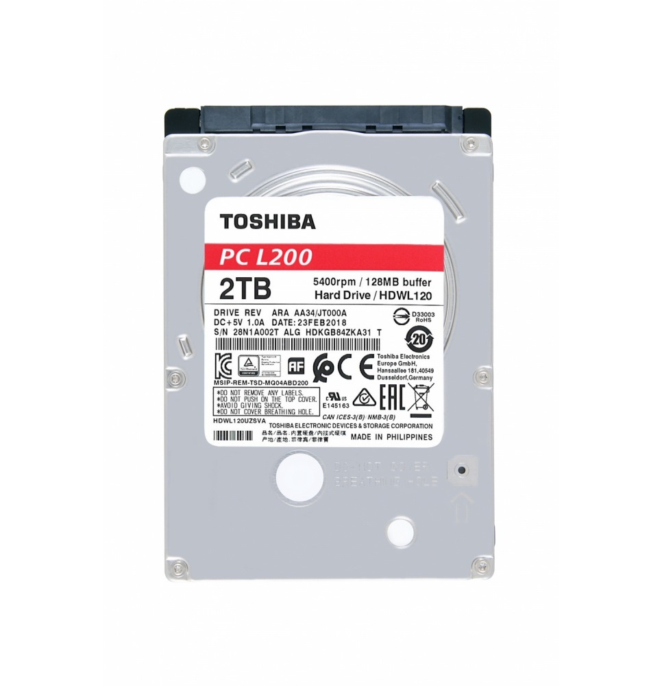 Disco Duro Interno Toshiba L200 2.5", 2TB, SATAIII, 6 Gbit/s, 5400RPM, 128MB Caché
