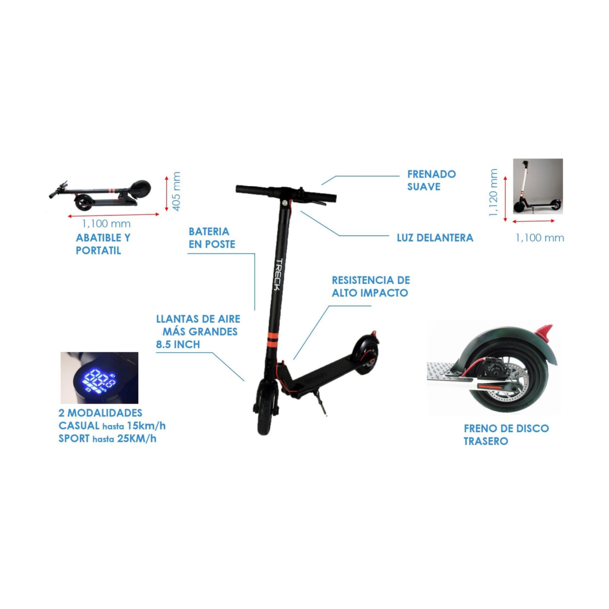 Scooter Patín Eléctrico Treck Plegable