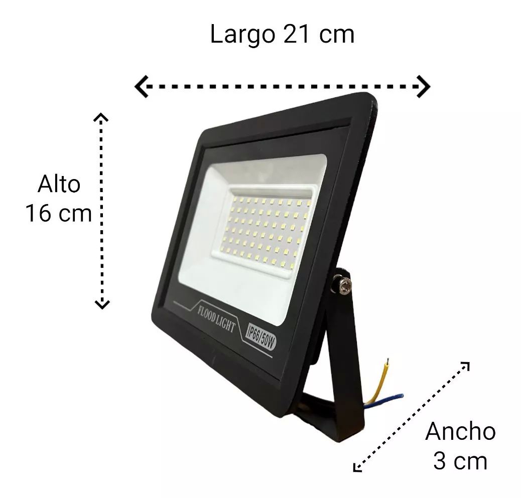 Reflector Led 50w Ultradelgado Exterior Alta Potencia Negro IP66