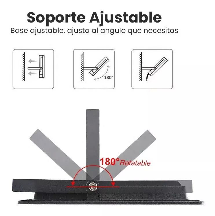 Reflector Led 50w Ultradelgado Exterior Alta Potencia Negro IP66