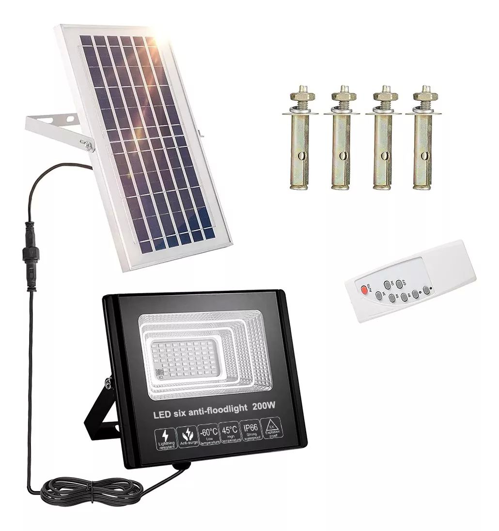 Reflectores Lampara Solar Led Exterior 200w +control Remoto