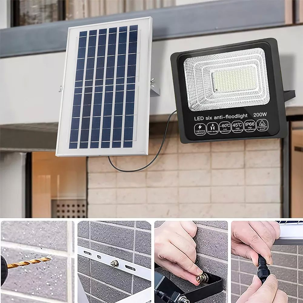 Reflectores Lampara Solar Led Exterior 200w +control Remoto