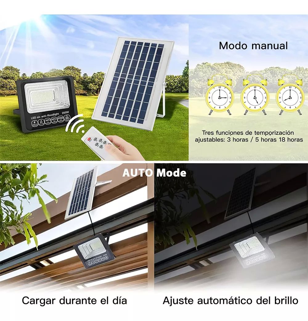 Reflectores Lampara Solar Led Exterior 200w +control Remoto