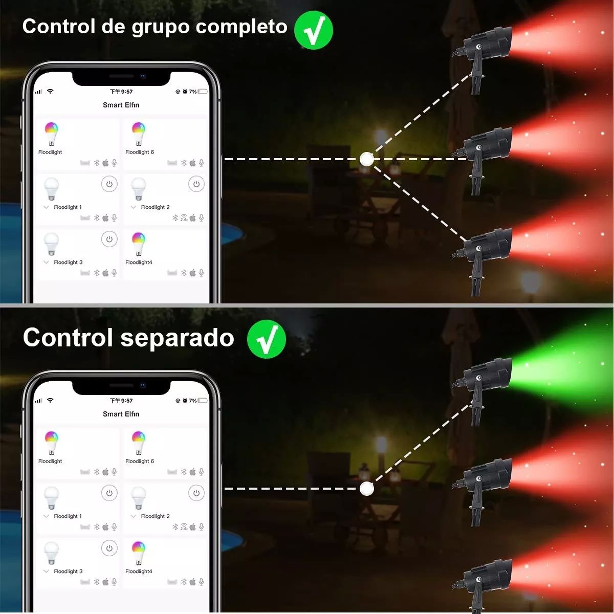 2pcs Reflector Led Exterior 15w Rgbcw Reflectors Luz Led