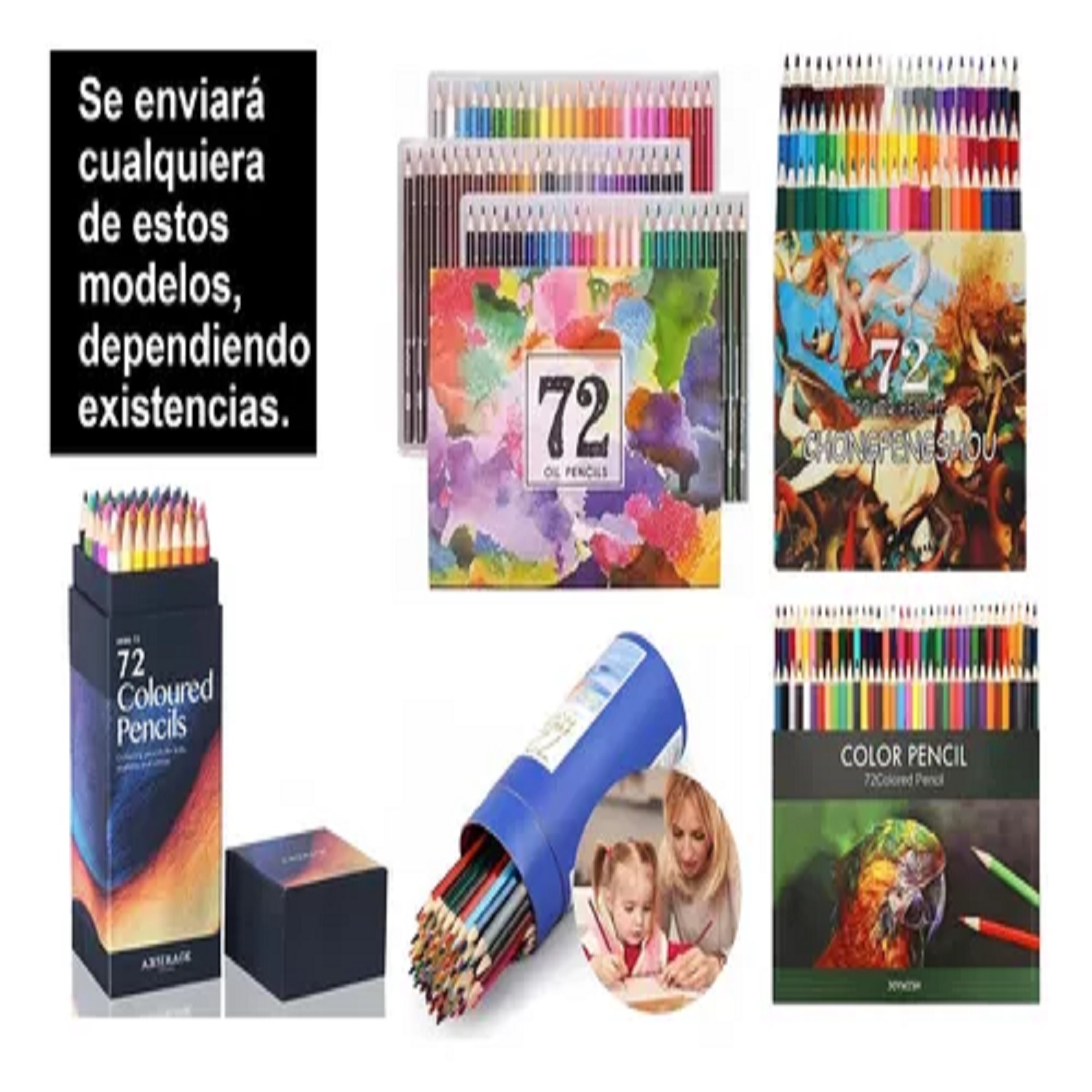 Set 72 Colores De Madera Surtidos para Dibujo y Arte Brutfuner Con Estuche
