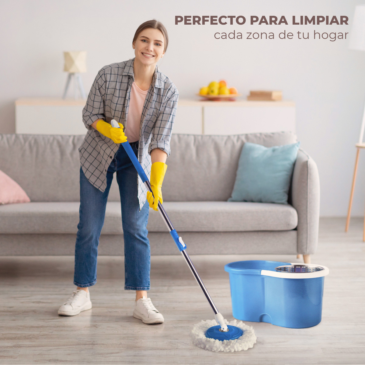 Trapeador Giratorio Spin Mop 360 Sistema De Limpieza, Azul 