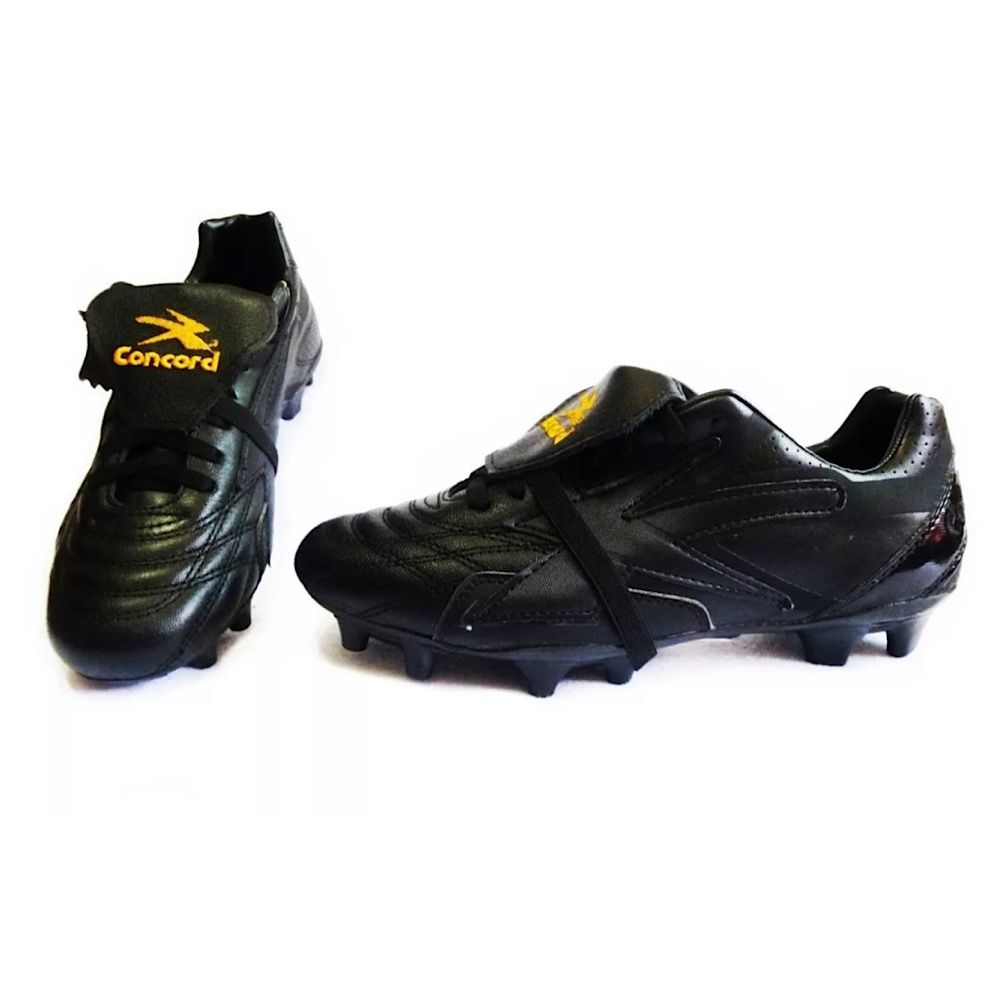 Tenis Concord Futbol Tachones Negro/oro 100% Piel S160xg.