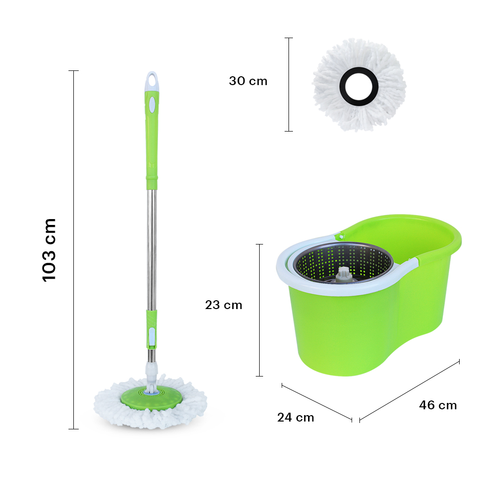 AGBOX Trapeador Giratorio Spin Mop 360° Sistema De Limpieza, Verde AG-SPINMOPVB.